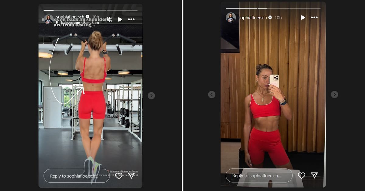 Sophia Floersch showed off bruises on her back during a workout session. Images: @Sophiagloersch via Instagram